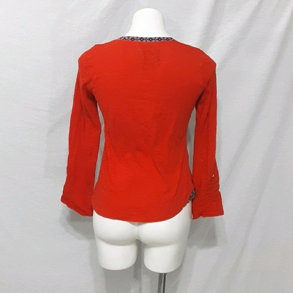 Postmark by Anthropologie Red Henley Pullover Small Long Sleeve Casual Top - Picture 5 of 7